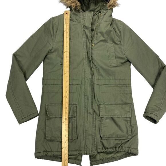 Miss London Jacket Womens S Green Utility Cinch Waist Lined Pockets Preppy Coat - Picture 13 of 16